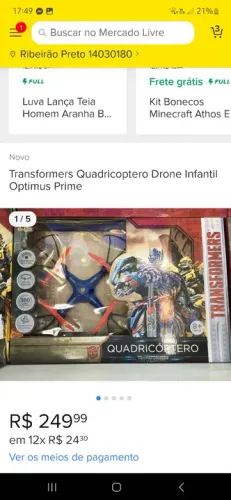 Drone quadricoptero transformers novo