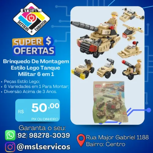 Brinquedo de Montagem Estilo Lego - Tanque Militar 6 em 1 | Criatividade e Diversão