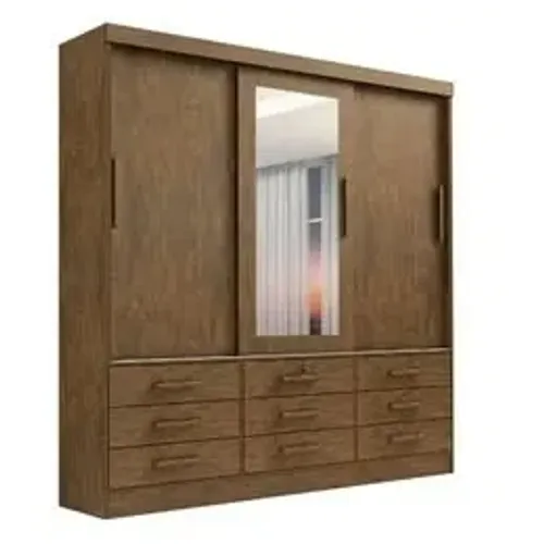 Guarda Roupa Casal Meridian 3 Portas No Marrom
