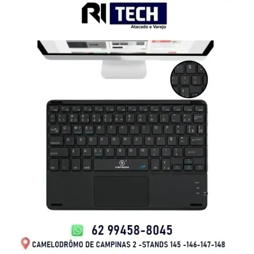 Teclado Com TouchPad Bluetooth ABNT Para Tablet Celular