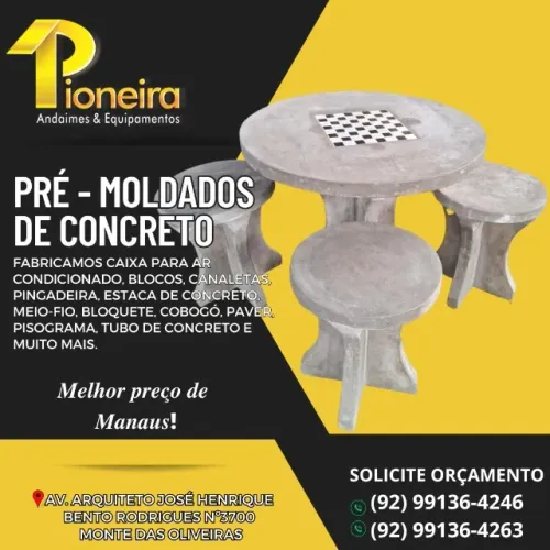 Mesa de concreto e artefatos de concreto