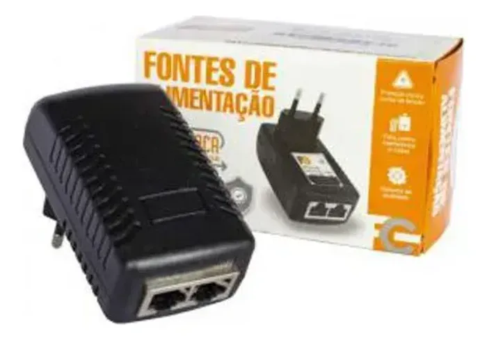 Fonte PoE 48V 0.5A (24W) Passiva - Para Rádios/Antenas - NOVA
