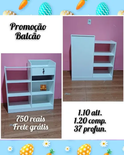 Balcão de Madeira Branco 1,10m Alt. 750 reais