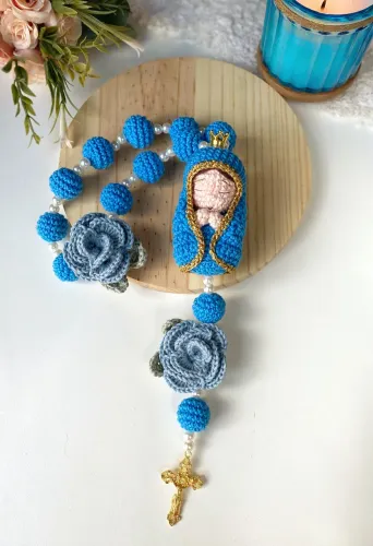 Terço Dezena Rosário de Amigurumi Religião Católico Frei Gilson Durável
