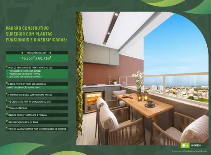 Moradas da Aruana - Apartamentos de 2 Quartos, Suíte eVaranda Gourmet