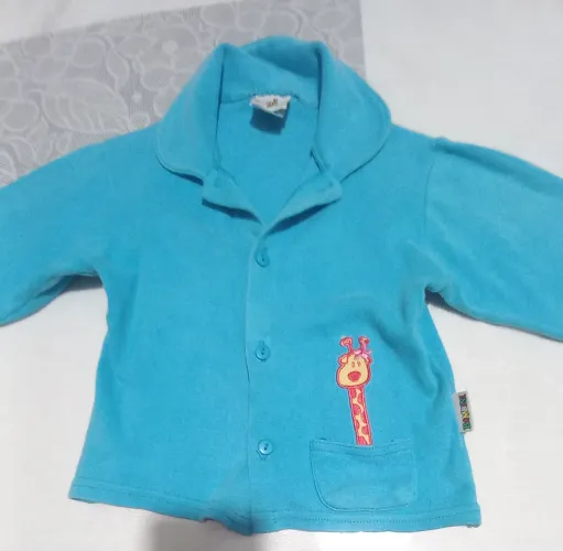 Casaco de fleece azul com girafa - Tam. RN/P