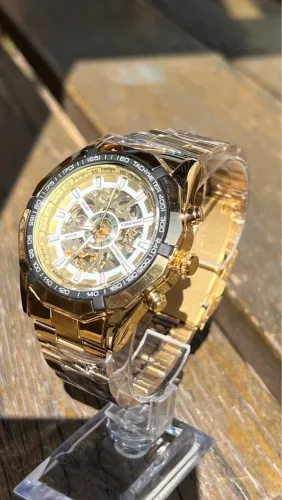 Relógio aço inoxidável automático sem bateria 