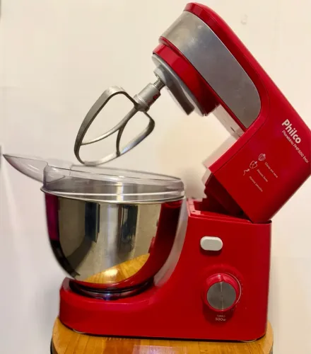 Batedeira Planetária PHP500 Philco Turbo inox 500W vermelha - 110V POUCO USO