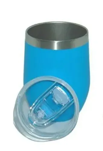 Copo térmico azul 360ml com tampa.