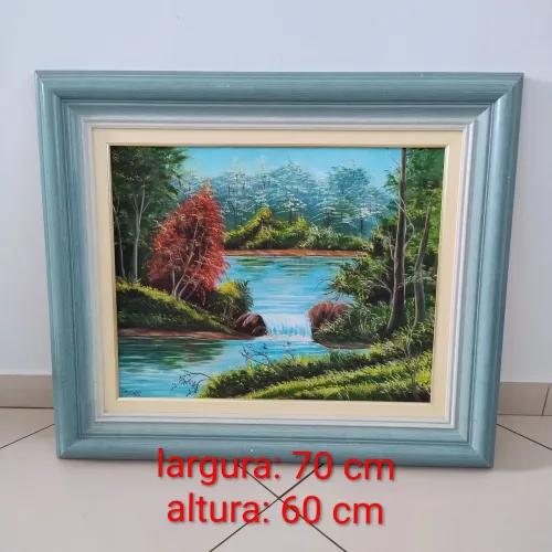 Quadro em pintura à óleo, linda paisagem