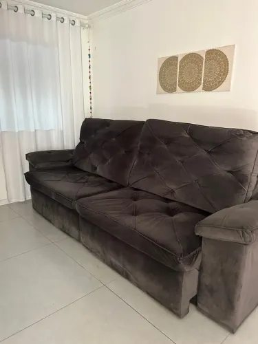 Sofá Retrátil Suede Cinza Escuro