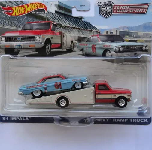 hot wheels team transport 61 impala 72 chevy ramp truck novo lacrado