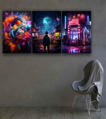 Kit de Quadros Decorativos Cyberpunk - Arte Moderna