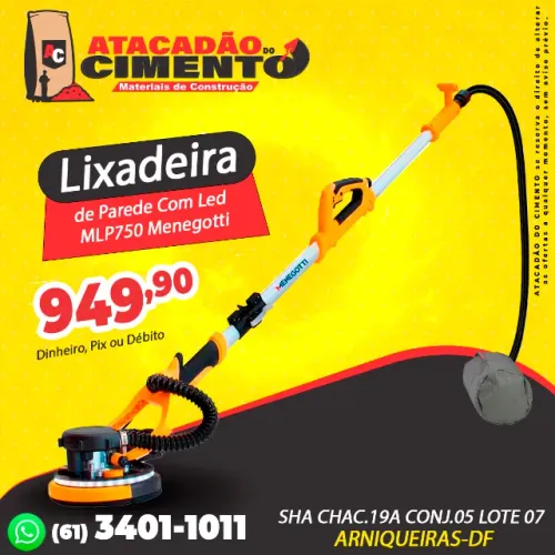 Lixadeira de Parede e Teto Com Led MLP750 Menegotti