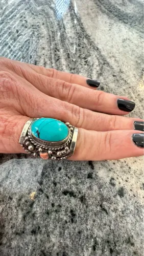Anel de prata com turquesa