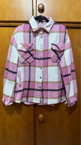 Camisa xadrez feminina rosa