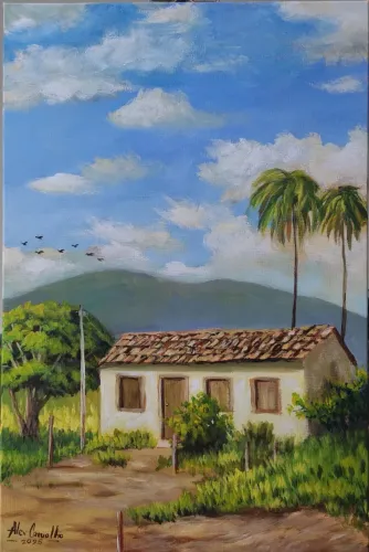 Quadro pintado à mão - Encanto rural