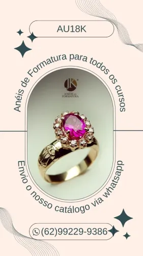 Anéis de Formatura na cor da pedra vermelha