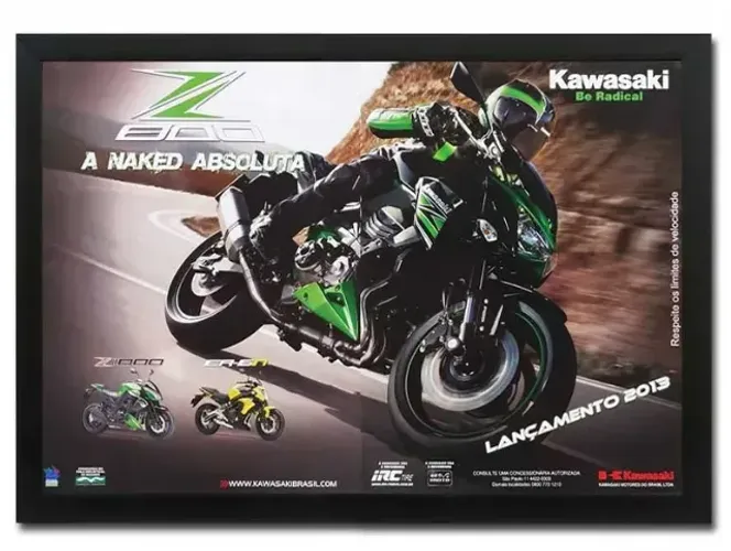 Kawasaki Z 800 - Quadro / pôster decorativo com propaganda original de revista