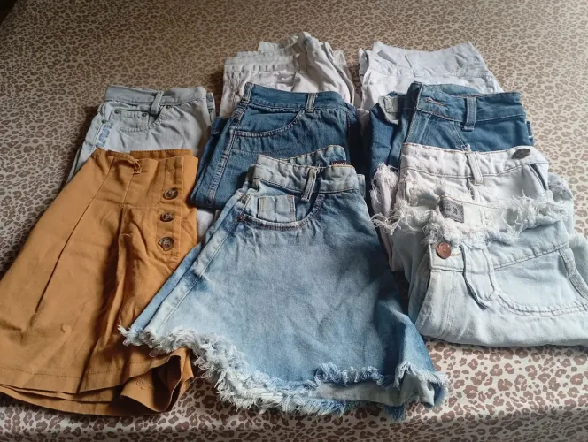 Monte seu bazar -Bermudas e calças pra bazar -9 peças + 10 pecass femininas Tam misto