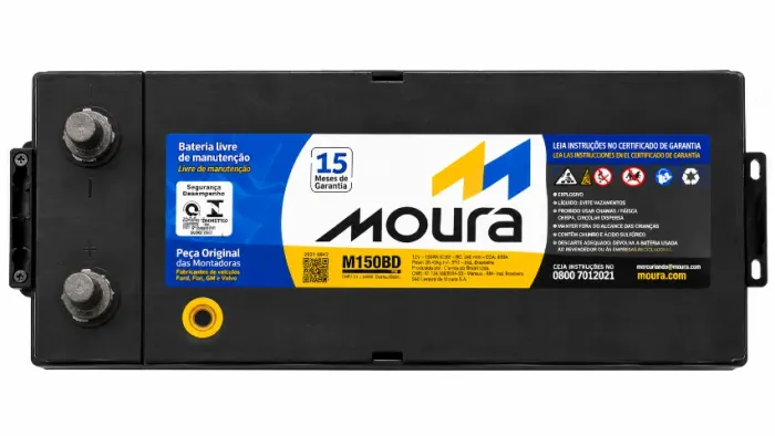 Bateria Moura M150bd 12v 150ah Caminhão Diesel Semi Nova (Usado) Bateria Moura M150bd 12v