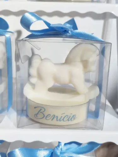 Lembrancinha Vela Aromática Cavalinho Personalizada Chá de Bebê Nascimento