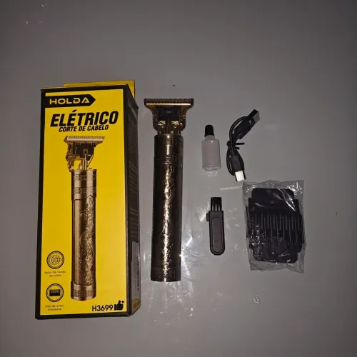 Máquina Profissional Dragão Dourado para Corte de Cabelo e Barba com Pentes Ajustáveis