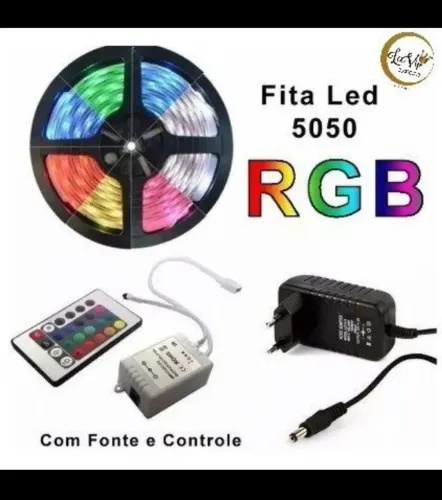 Kit Fita de Led RGB 5050 siliconada, Lâmpada Led giratória, Lâmpada musical RGB