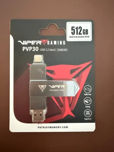 SSD Externo Patriot PVP30, Conector Duplo USB-A e USB-C