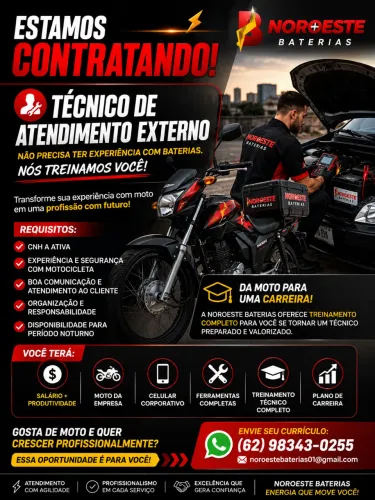 Técnico de Atendimento Externo | Moto da Empresa | Treinamento Completo