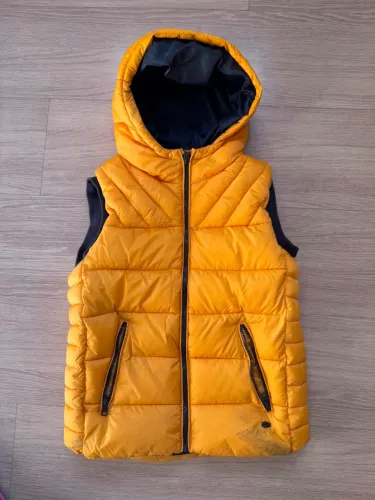 Colete Puffer Infantil Zara Boys Com Capuz Amarelo Mostarda - Tam 11/12