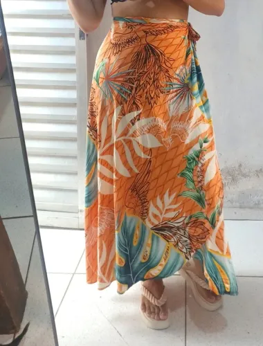 Saía transpassada veste ate o Tam G