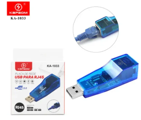 Placa de Rede Usb 2.0 para RJ45 Kapbom (Entrego)