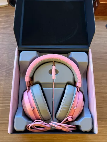 Fone headset gamer razer kraken quartz pink rosa