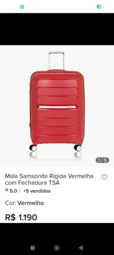 Mala de bordo Samsonite vermelha