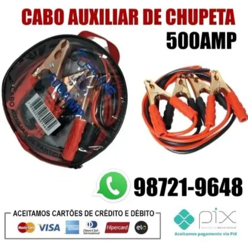 Cabo para chupeta de carro 2metro de 500amp.  temos outras Amperagem 