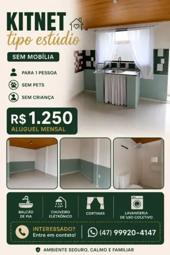 Kitnet tipo estúdio para alugar 