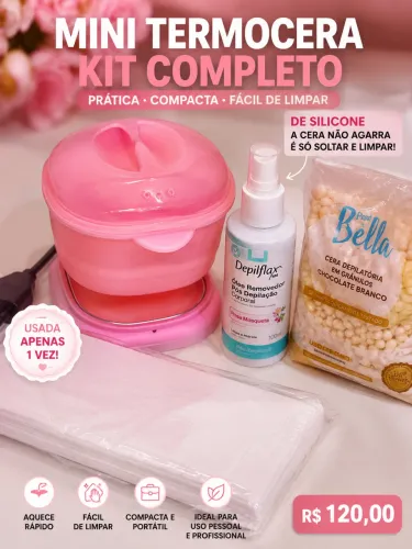 Mini Termocera de Silicone + Kit Completo Depilação