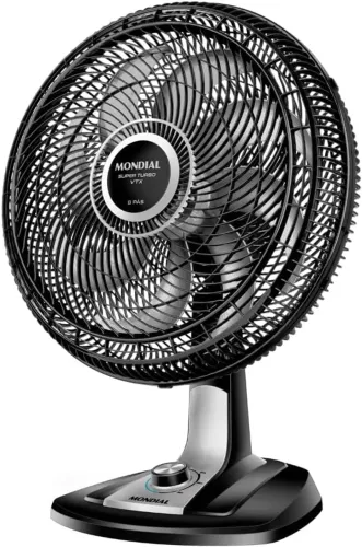 Ventilador MONDIAL 40cm, Preto/Prata, 110V | Super Turbo, 8 Pás, 140W, VTX-40-8P