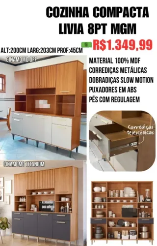 Cozinha compacta Livia 8portas (Pague na entrega)