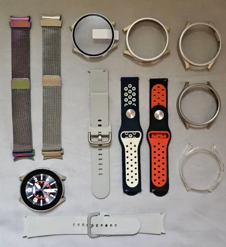 Smartwatch Samsung Galaxy Watch4 BT 44mm Prata (Kit com relógio + acessórios)