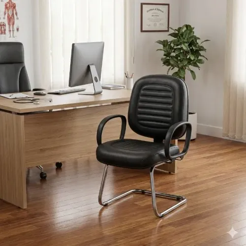 Cadeira Diretor Costurada Base S Preta Braço Corsa Conforto Profissional 30300