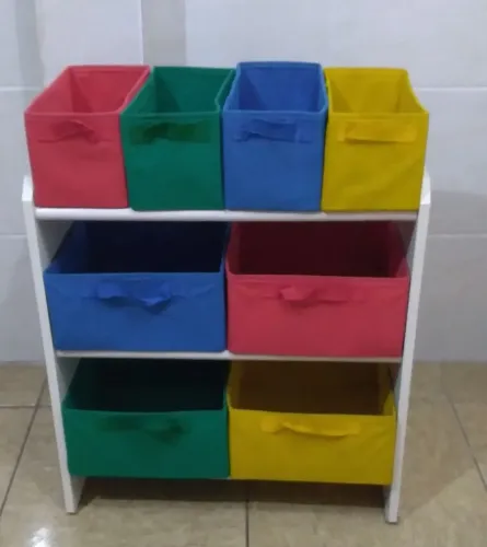 Estante organizadora infantil para brinquedos 8 caixas coloridas