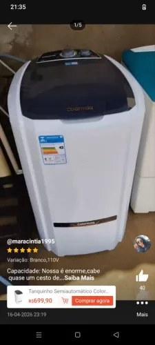 Tanquinho colomarq 20 killo