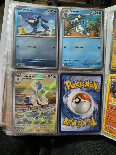 Cartas pokemon poplio, brionne e primarina full art
