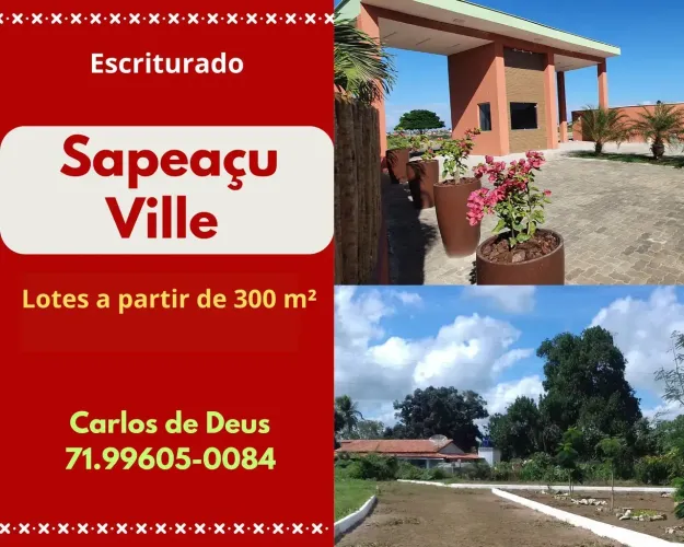 Sapeaçu Ville, lotes escriturados a partir de 300 m²., vista panorâmica, frente Rodoviári