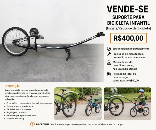 Engate para Bicicleta Infantil - Trail Gator (ou similar)