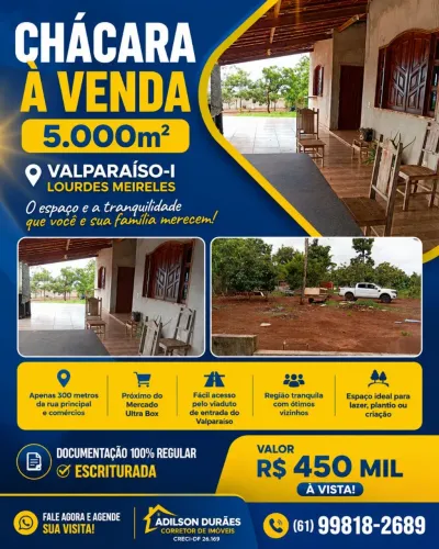 Vendo Chácara no Valparaíso-I Lourdes Meireles 5.000m²