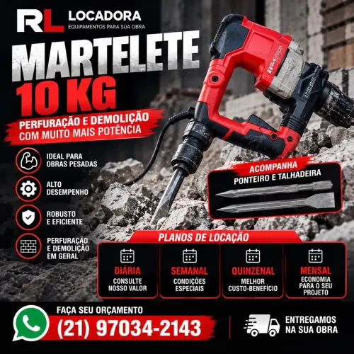 Aluguel de Martelo Demolidor de 10 kg