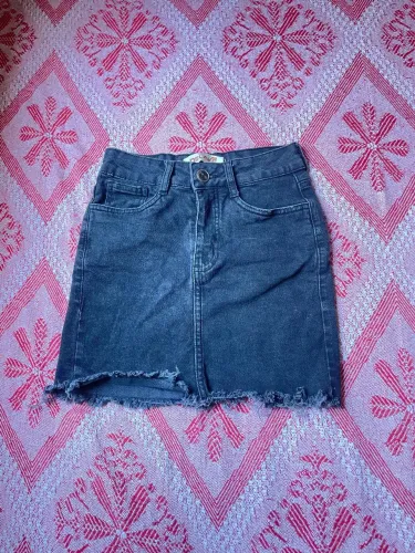 Saia jeans preta